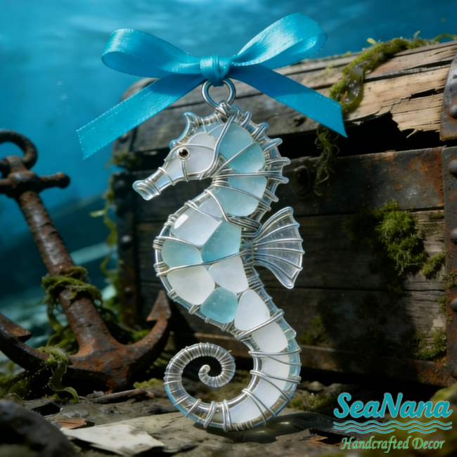 š„Hand-Wrapped Sea Glass CollectionšTimeless Coastal Art