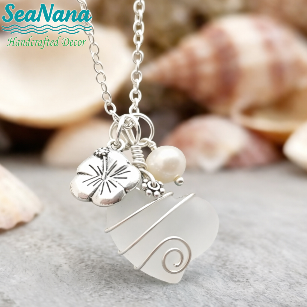 💖Handcrafted Heart Sea Glass Necklace