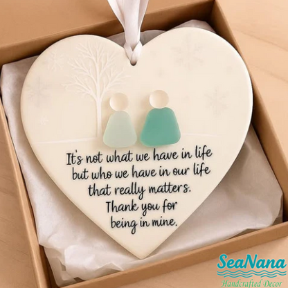 🌊Heart-Shaped Sea Glass  Decor-✨ Friendship & 🏠Thank Your Neighbors💝