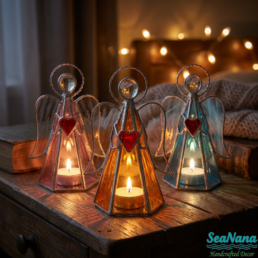 ✨ Guardian Angel Stained Glass Angel Candle Holder