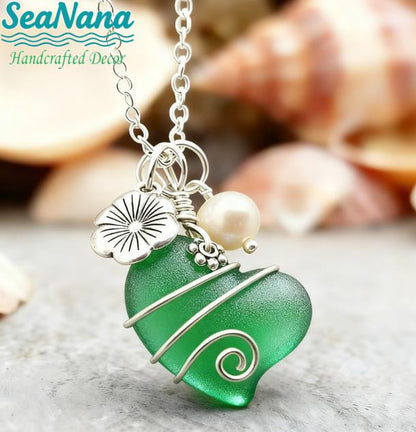 💖Handcrafted Heart Sea Glass Necklace