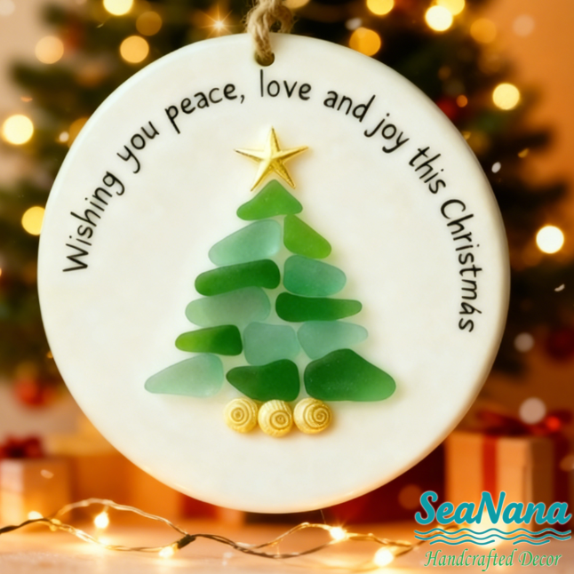 【GIFT OF THE TIDE Series🌊】Sea Glass Christmas Wish Plaque