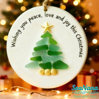 【GIFT OF THE TIDE Series🌊】Sea Glass Christmas Wish Plaque