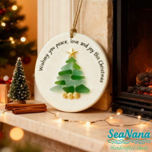 【GIFT OF THE TIDE Series🌊】Sea Glass Christmas Wish Plaque