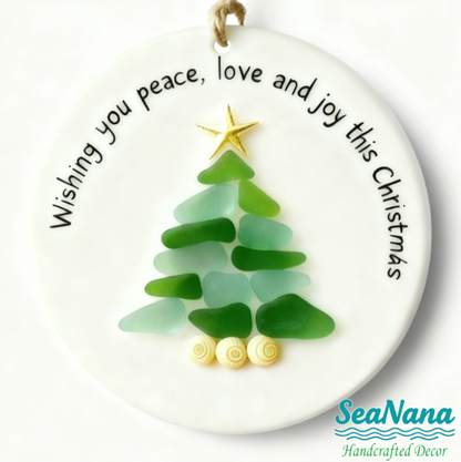 【GIFT OF THE TIDE Series🌊】Sea Glass Christmas Wish Plaque