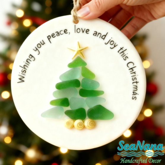 【GIFT OF THE TIDE Series🌊】Sea Glass Christmas Wish Plaque