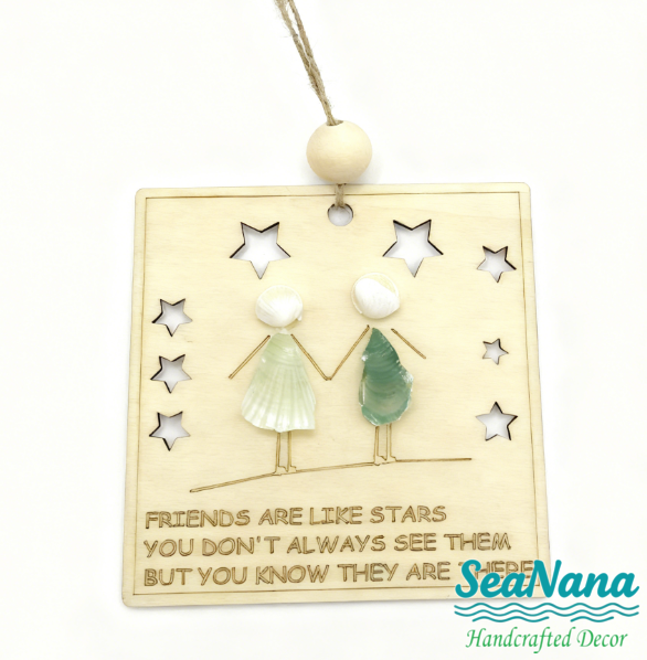 🎁🌊Sea Glass Friendship ornament-Friends are like stars🌟