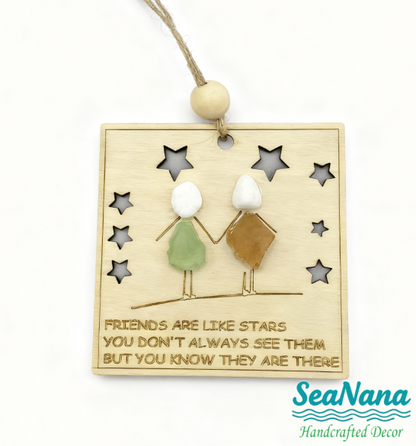 🎁🌊Sea Glass Friendship ornament-Friends are like stars🌟