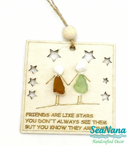 🎁🌊Sea Glass Friendship ornament-Friends are like stars🌟