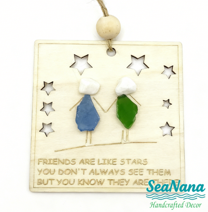 🎁🌊Sea Glass Friendship ornament-Friends are like stars🌟