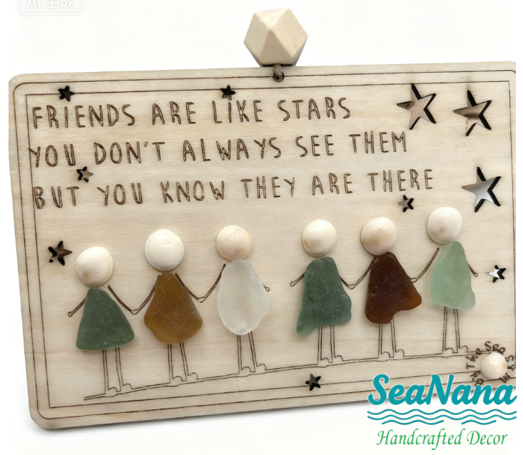 🎁🌊Sea Glass Friendship ornament-Friends are like stars🌟