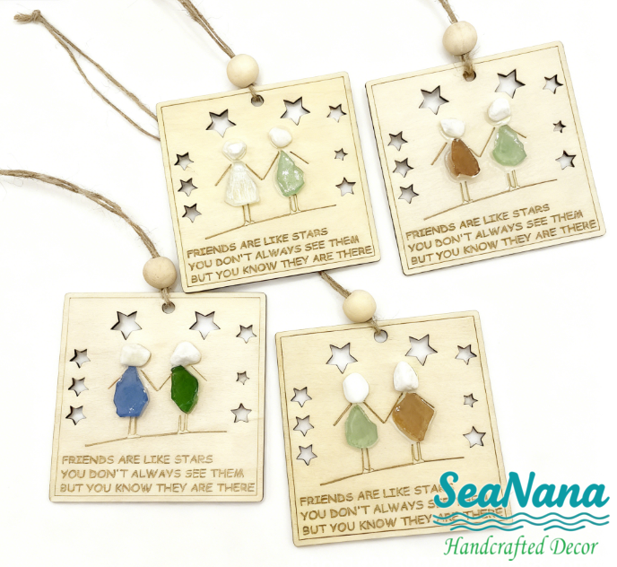 🎁🌊Sea Glass Friendship ornament-Friends are like stars🌟