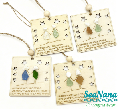 🎁🌊Sea Glass Friendship ornament-Friends are like stars🌟