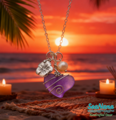 💖Handcrafted Heart Sea Glass Necklace