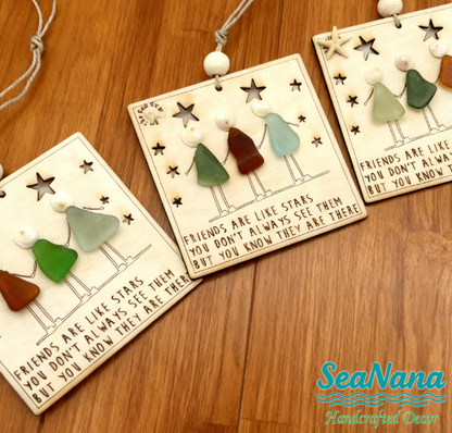 🎁🌊Sea Glass Friendship ornament-Friends are like stars🌟