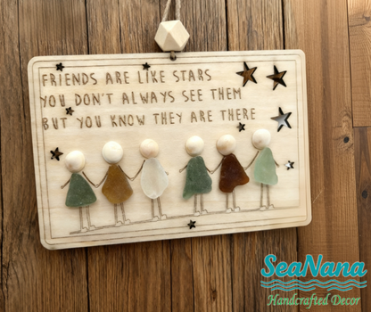 🎁🌊Sea Glass Friendship ornament-Friends are like stars🌟