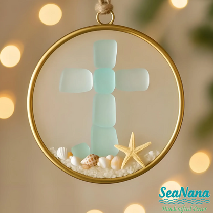 Sea Glass Cross Ornament