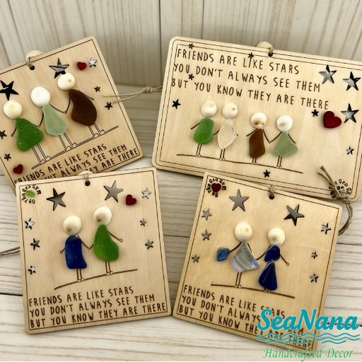 🎁🌊Sea Glass Friendship ornament-Friends are like stars🌟