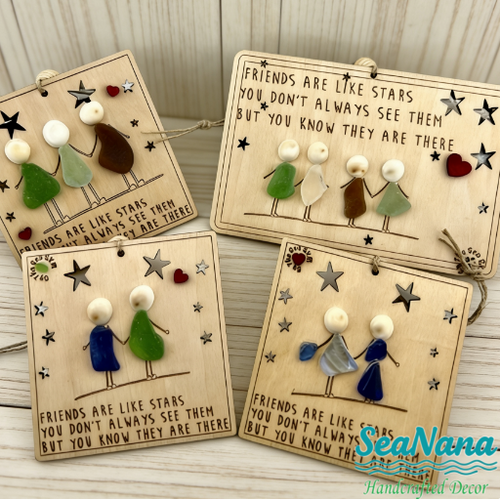🎁🌊Sea Glass Friendship ornament-Friends are like stars🌟