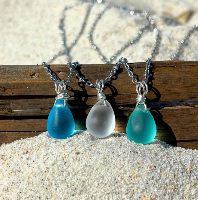Sea Glass Teardrop Necklace | Symbol of Love