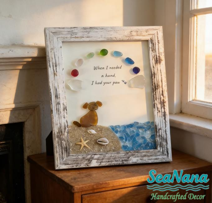 ❤️Personalized Sea Glass Dog At The Rainbow Bridge,Memorial Or Thoughtful Gift For Lost Pets