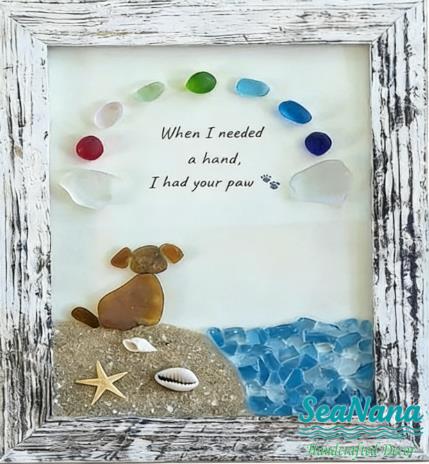 ❤️Personalized Sea Glass Dog At The Rainbow Bridge,Memorial Or Thoughtful Gift For Lost Pets