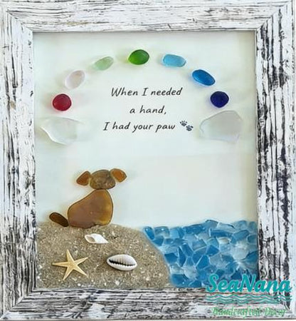 ❤️Personalized Sea Glass Dog At The Rainbow Bridge,Memorial Or Thoughtful Gift For Lost Pets