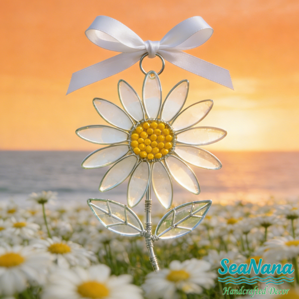 💐Handcrafted Sea Glass Flower Sun Catchers