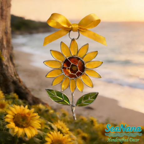 💐Handcrafted Sea Glass Flower Sun Catchers