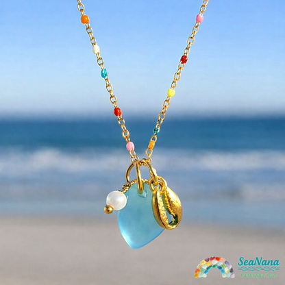 The Ocean Muse Collection: Colorful Enamel & Sea Glass Charm Necklaces
