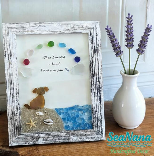 ❤️Personalized Sea Glass Dog At The Rainbow Bridge,Memorial Or Thoughtful Gift For Lost Pets
