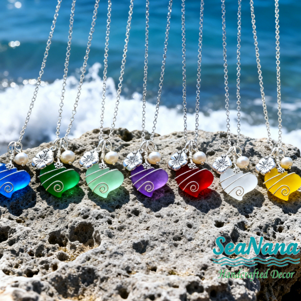 💖Handcrafted Heart Sea Glass Necklace