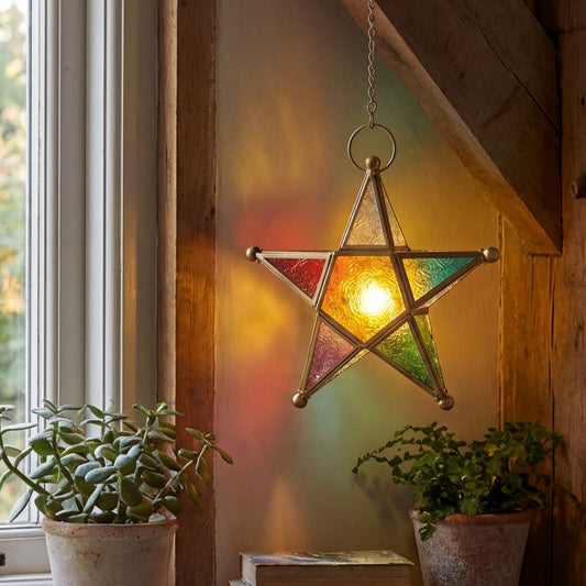 ✨Moroccan Star Lantern - Colorful Stained Glass