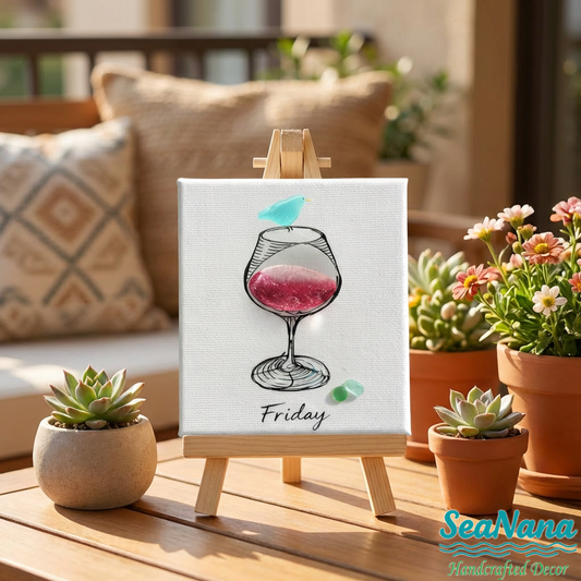🌈Handmade Sea Glass Cocktail Canvas
