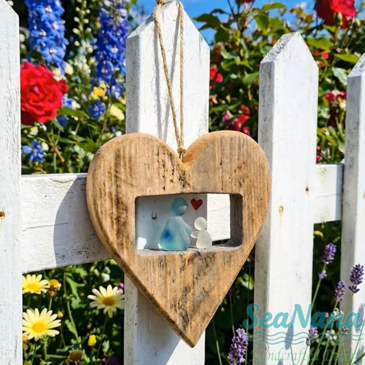 💗Handcrafted Sea Glass Heart Wall Ornament: Keep Your Loved Ones Close
