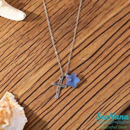 ✝️Pentagram Sea Glass Necklace