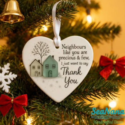 🌊Heart-Shaped Sea Glass  Decor-✨ Friendship & 🏠Thank Your Neighbors💝