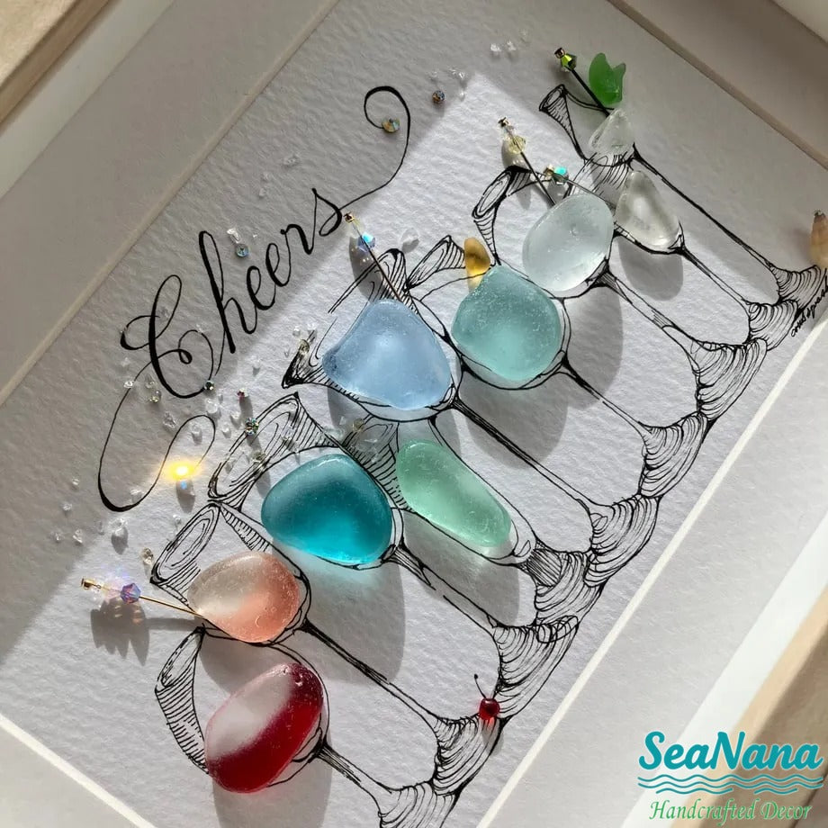 Cocktail Party Sea Glass Art