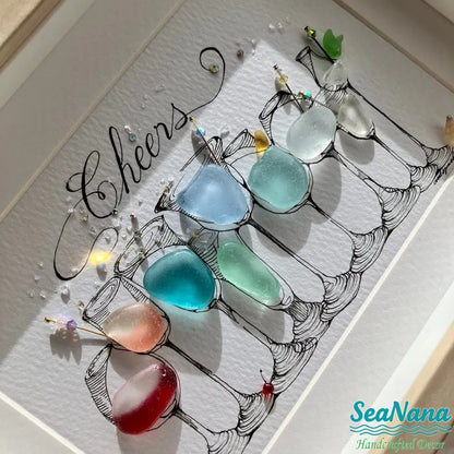 Cocktail Party Sea Glass Art
