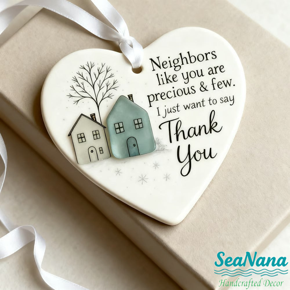 🌊Heart-Shaped Sea Glass  Decor-✨ Friendship & 🏠Thank Your Neighbors💝