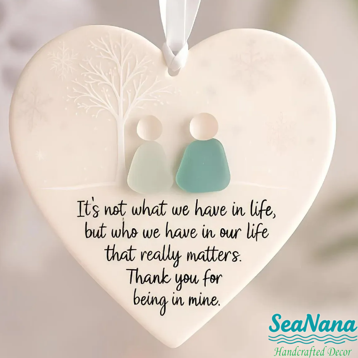 🌊Heart-Shaped Sea Glass  Decor-✨ Friendship & 🏠Thank Your Neighbors💝