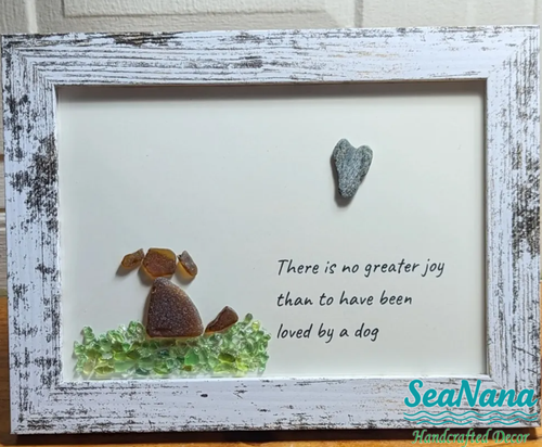 🥰Sea Glass Art Dog Pebble Art Gift for Dog Lovers Unique Gift
