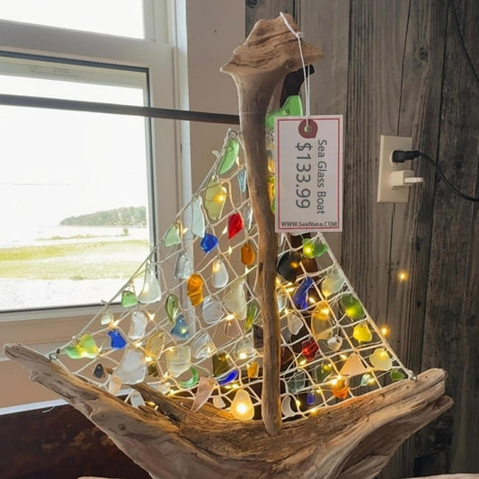 🌊 Sea Glass Boat‼️This Item Requires Long Handmade Time